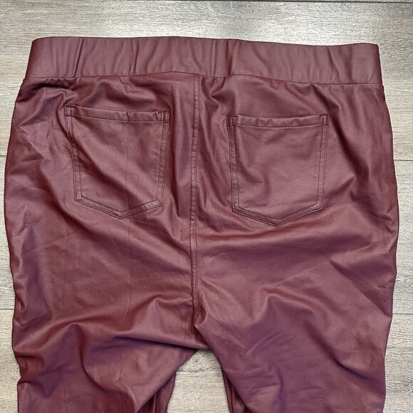 Torrid Faux Leather Pants Womens Size 2 Root Beer Stretch Shapewear - Picture 4 of 5